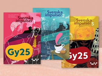 Tre omslag till Svenska impulser för gymnasiet