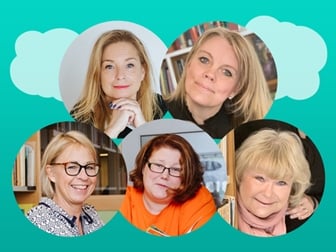 Cirklar med porträttbilder på fem kvinnor