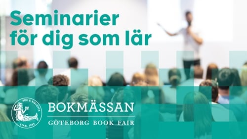 Bild på en lärare i ett klassrium. Text "seminarier för dig som lär"